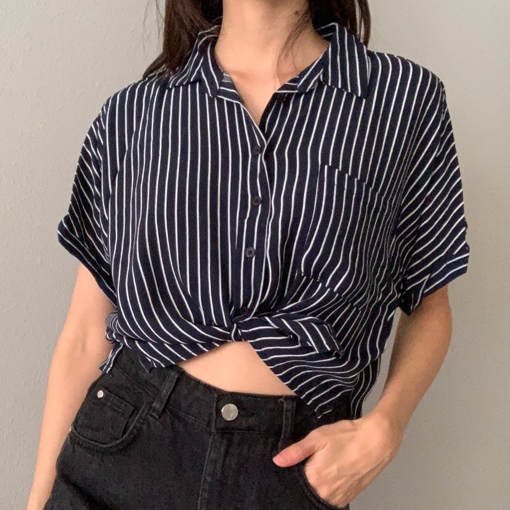 Forever21 Blue Pinstripe Collar Shirt